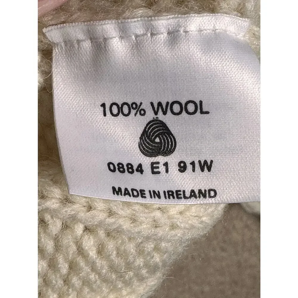 Classic Cream Fisherman Cable Knit Sweater 100% Wool - Picture 4 of 14